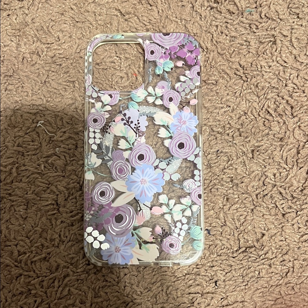 Floral Pattern Phone Case - Purple and Blue